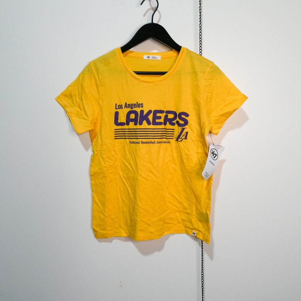 Lakers Shirt Women Small 47 Brand‎ Yellow NBA Basketball Graphic Tee New